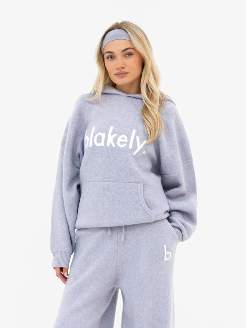 Mabel Oversized Knitted Hoodie - Blasses Flieder