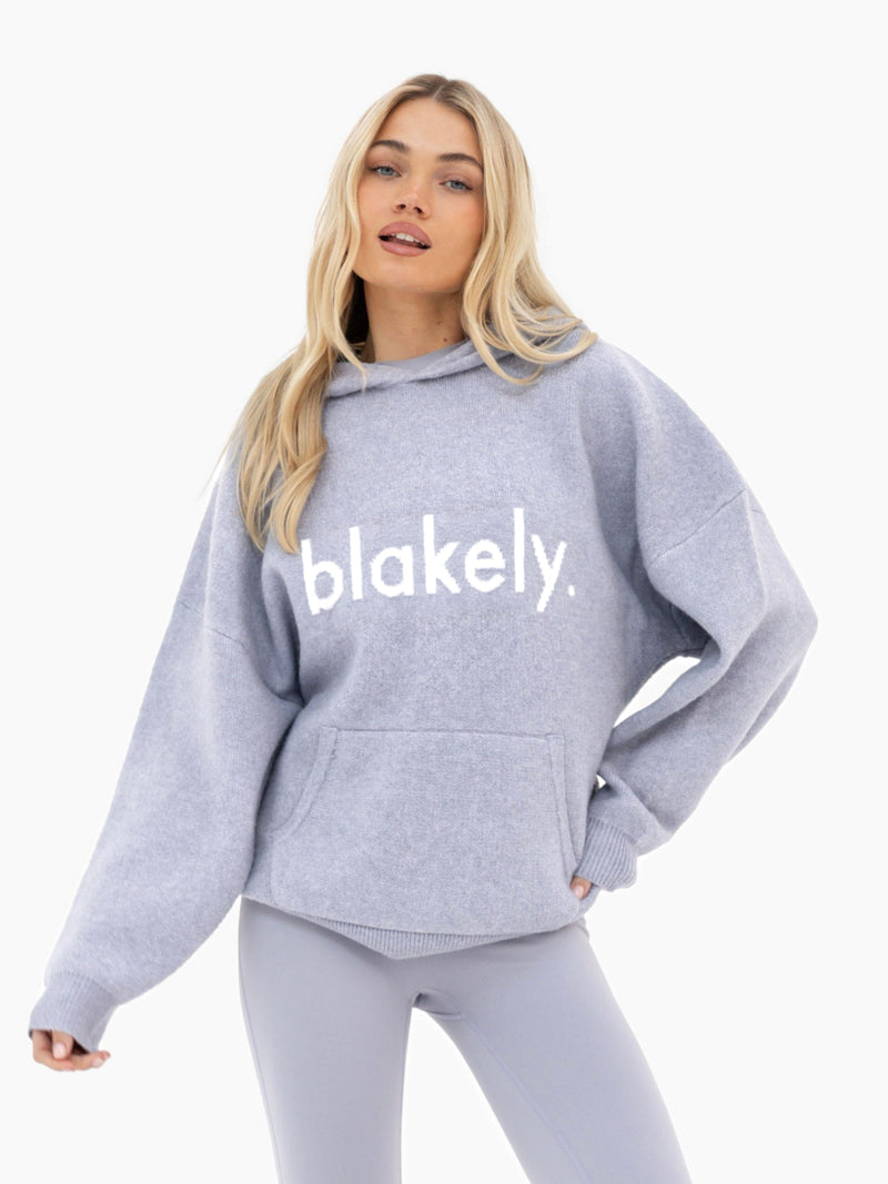 Mabel Oversized Knitted Hoodie - Blasses Flieder
