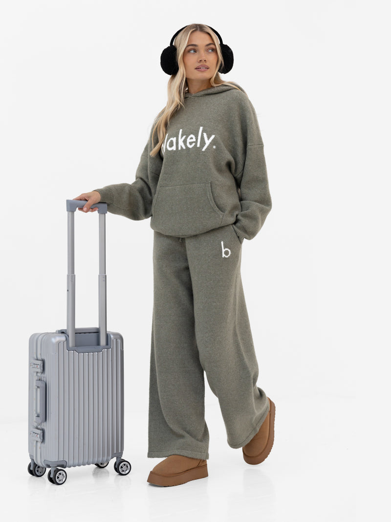 Mabel Oversized Knitted Hoodie - Safarigrün