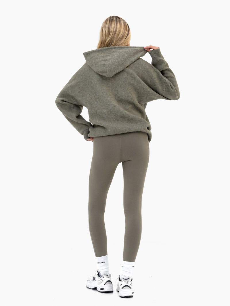 Mabel Oversized Knitted Hoodie - Safarigrün