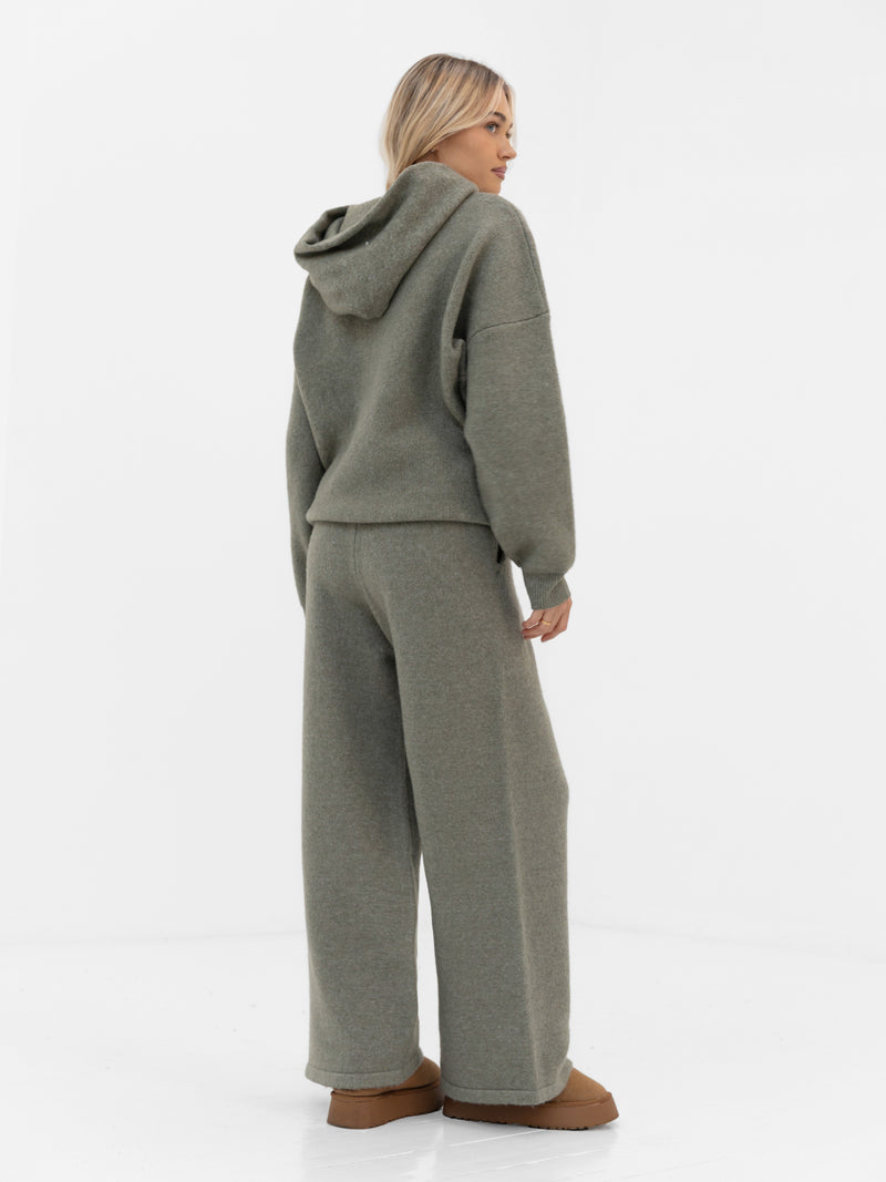 Mabel Oversized Knitted Hoodie - Safarigrün