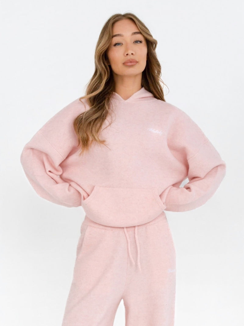 Oversized Knitted Hoodie - Marshmallow Pink