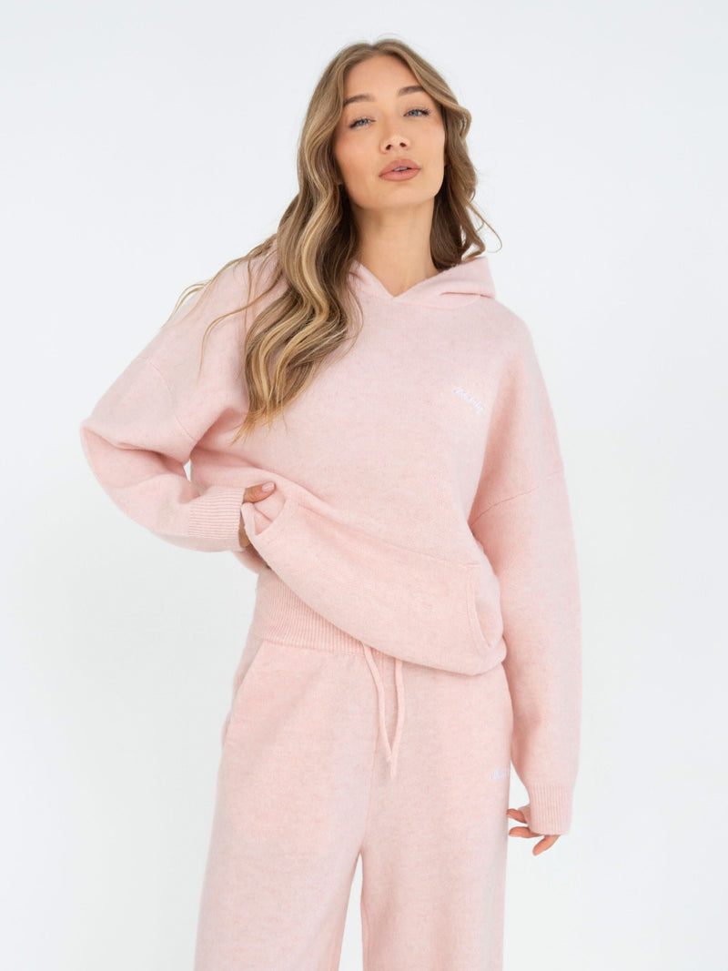 Oversized Knitted Hoodie - Marshmallow Pink