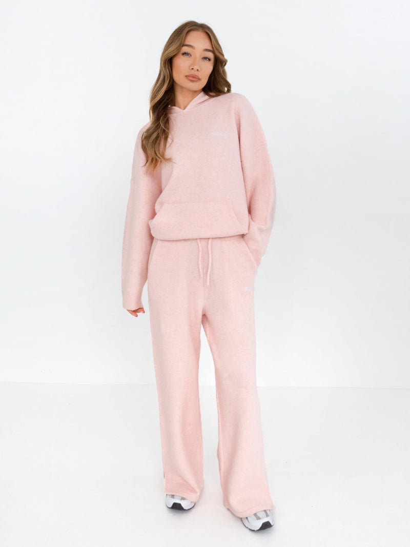 Oversized Knitted Hoodie - Marshmallow Pink