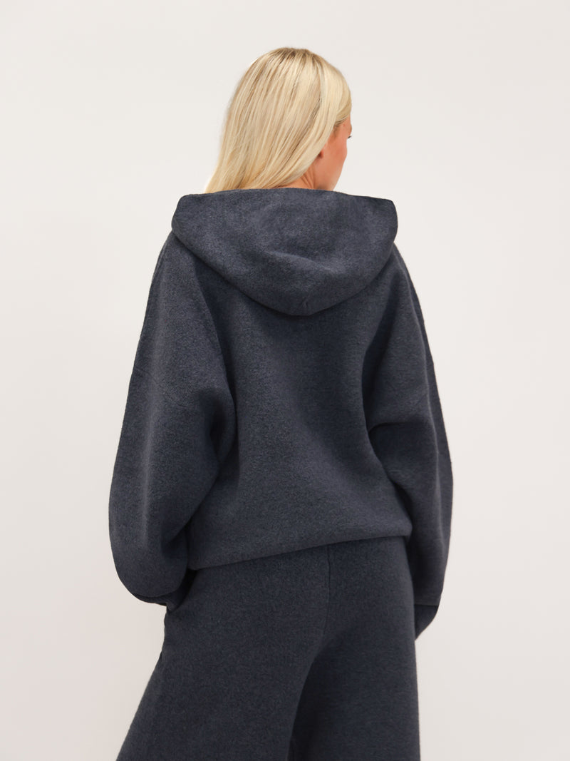 Oversized Knitted Hoodie - True Navy
