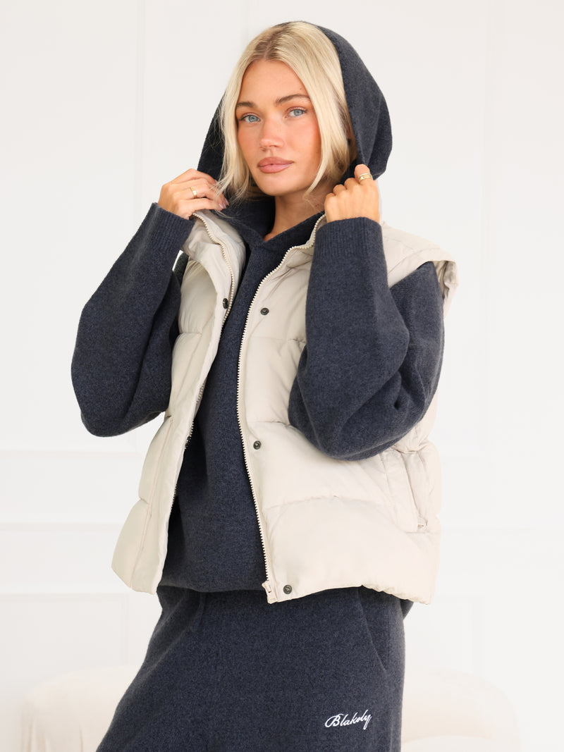 Oversized Knitted Hoodie - True Navy
