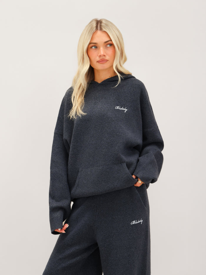Oversized Knitted Hoodie - Echte Marine