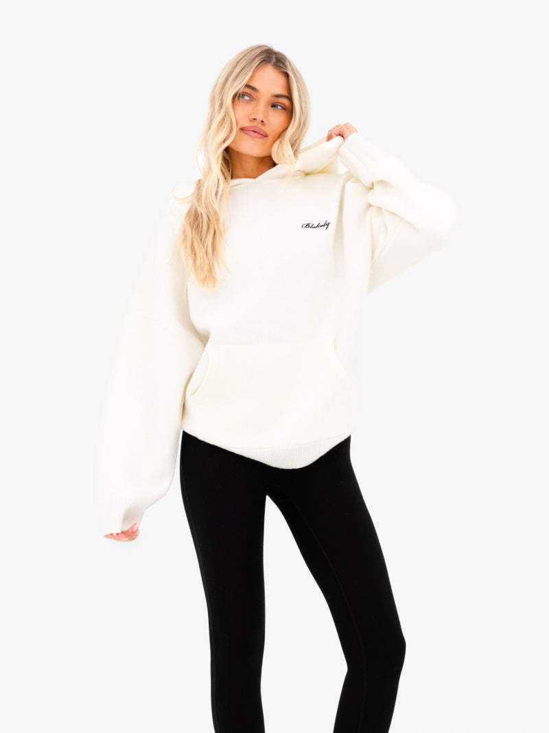 Oversized Knitted Hoodie - Creme