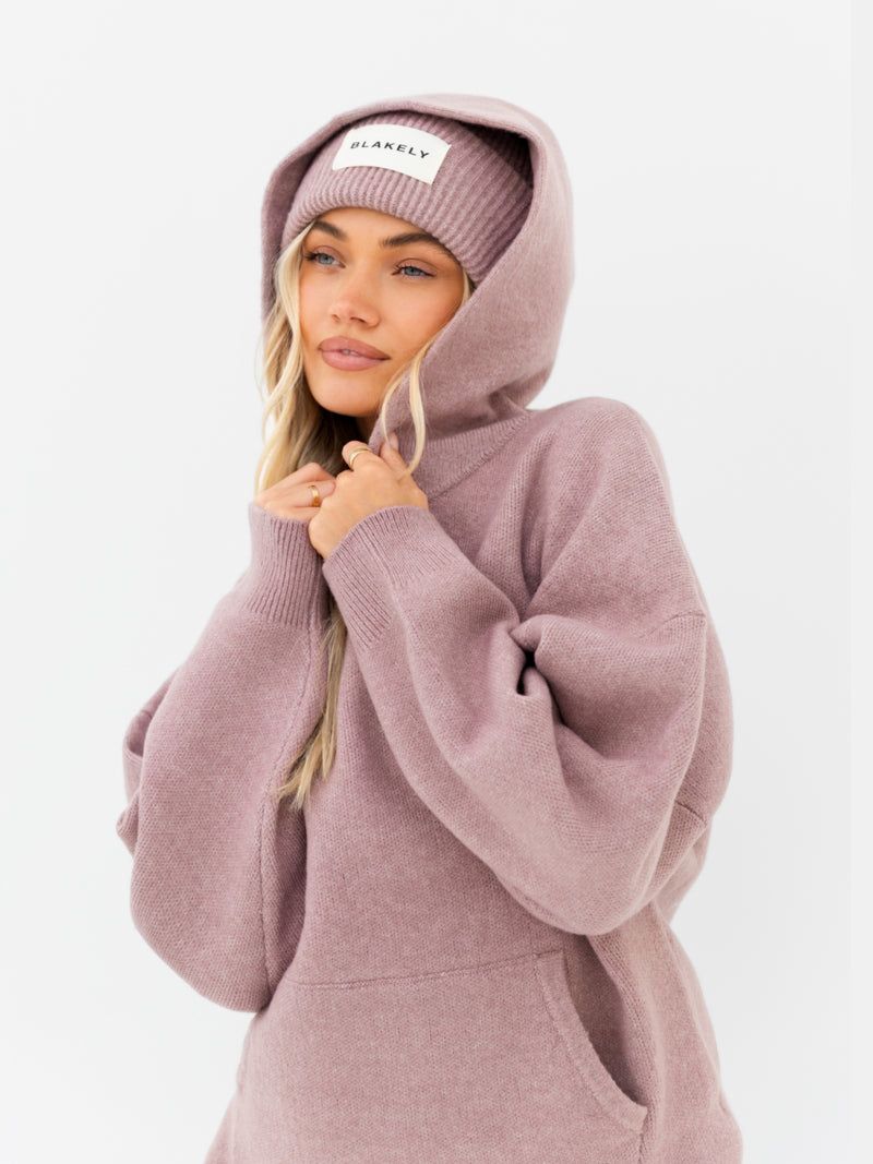 Oversized Knitted Hoodie - Altrosa