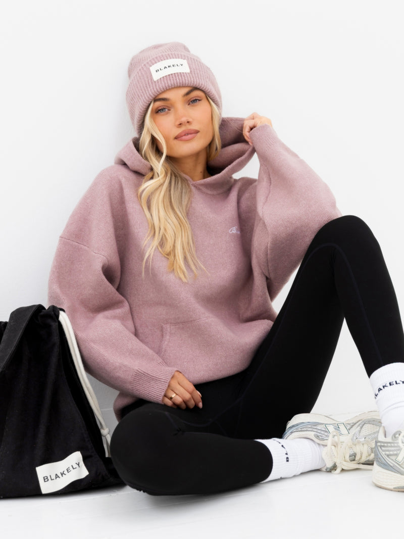 Oversized Knitted Hoodie - Altrosa