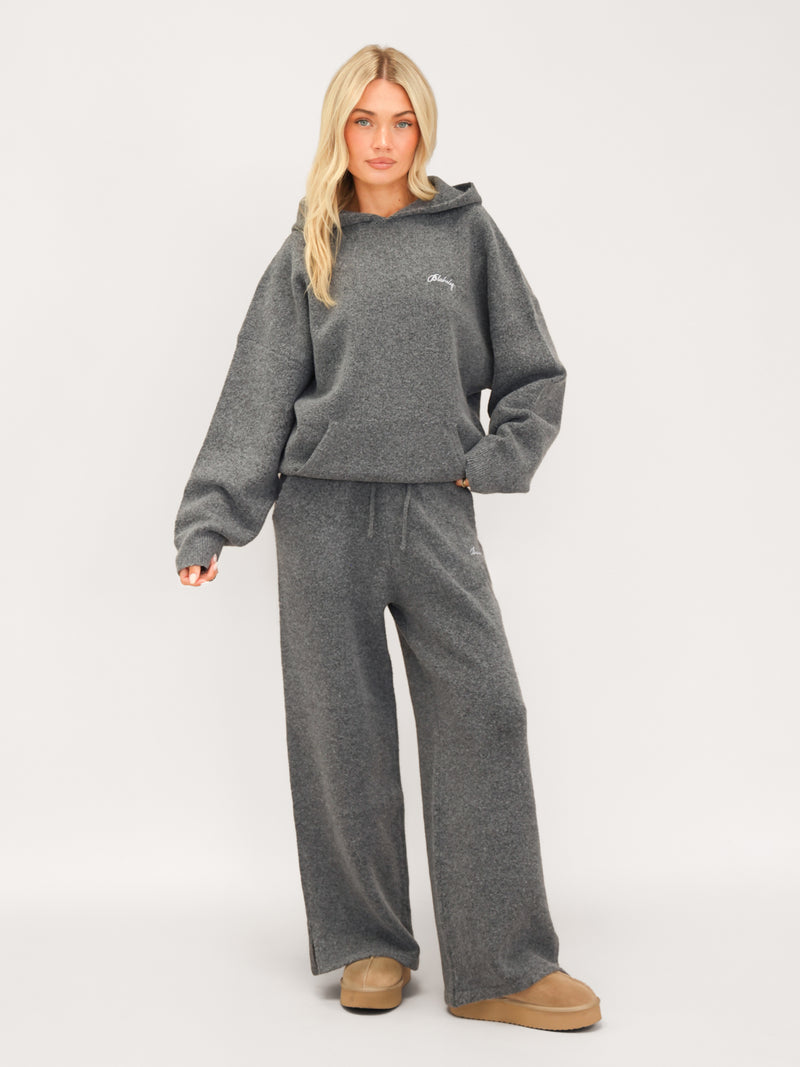 Oversized Knitted Hoodie - Marl Charcoal