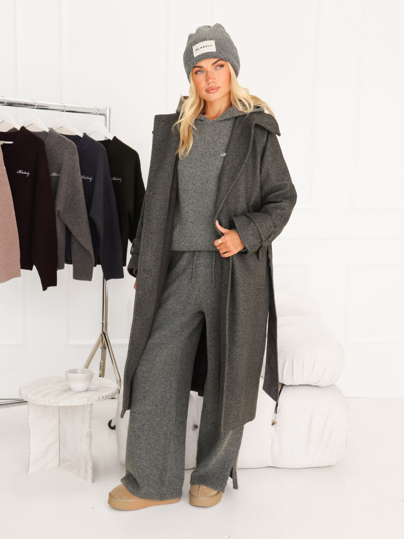 Oversized Knitted Hoodie - Marl Charcoal