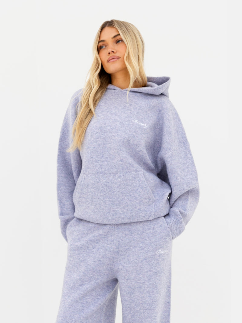 Oversized Knitted Hoodie - Lila