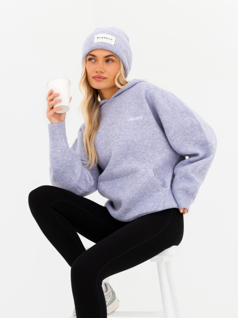 Oversized Knitted Hoodie - Lila