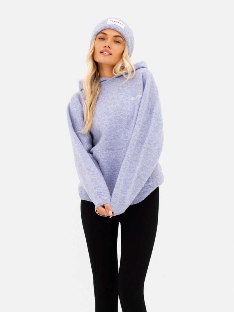Oversized Knitted Hoodie - Lila