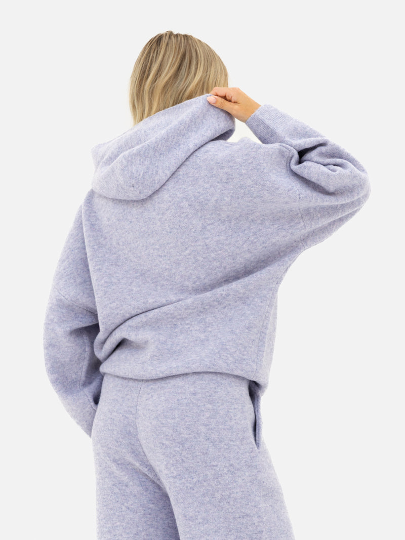 Oversized Knitted Hoodie - Lila
