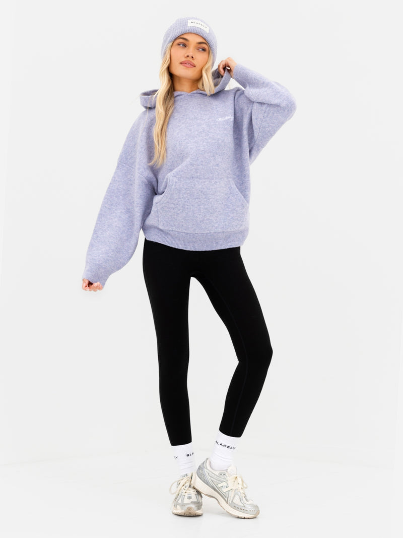 Oversized Knitted Hoodie - Lila