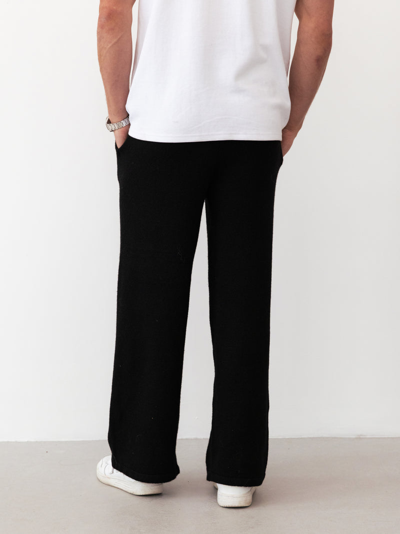 Alfie Knitted Wide Leg Sweatpants - Schwarz