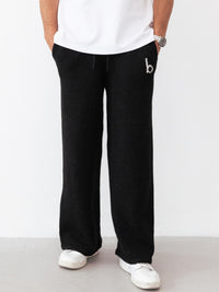 Alfie Knitted Wide Leg Sweatpants - Schwarz