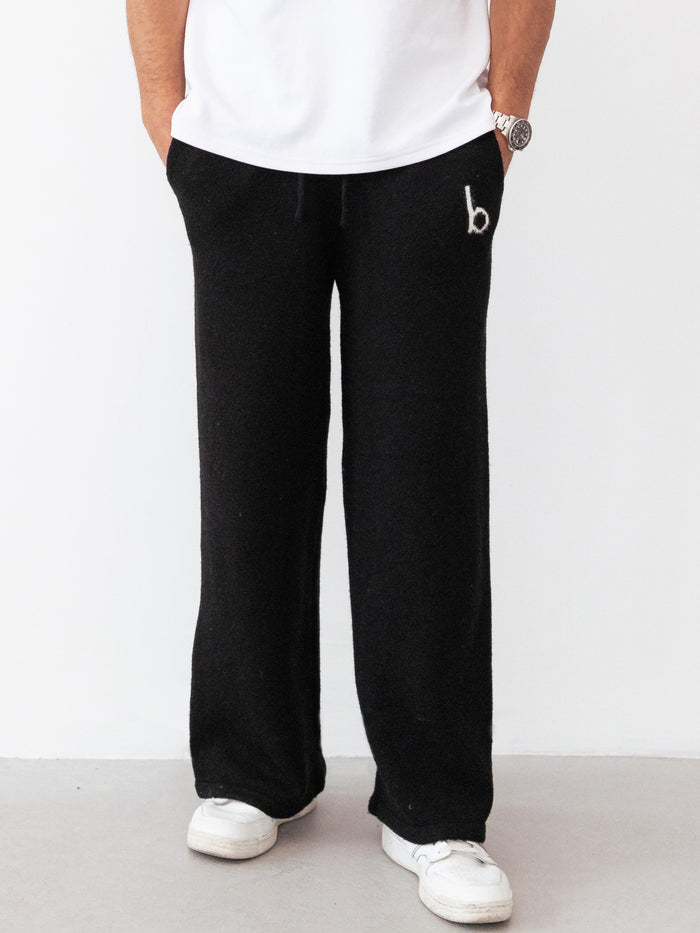 Alfie Knitted Wide Leg Sweatpants - Schwarz