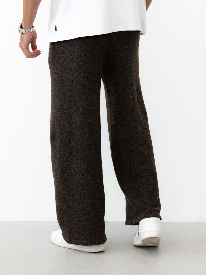 Alfie Knitted Wide Leg Sweatpants - Dunkelbraun