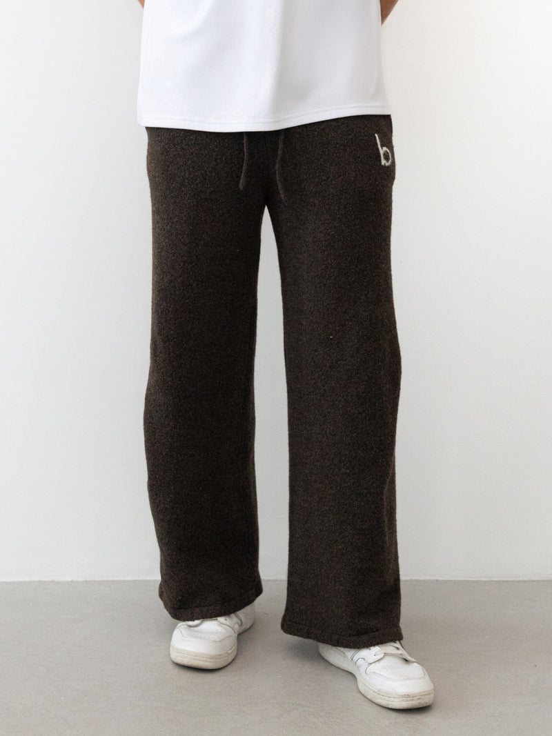 Alfie Knitted Wide Leg Sweatpants - Dunkelbraun