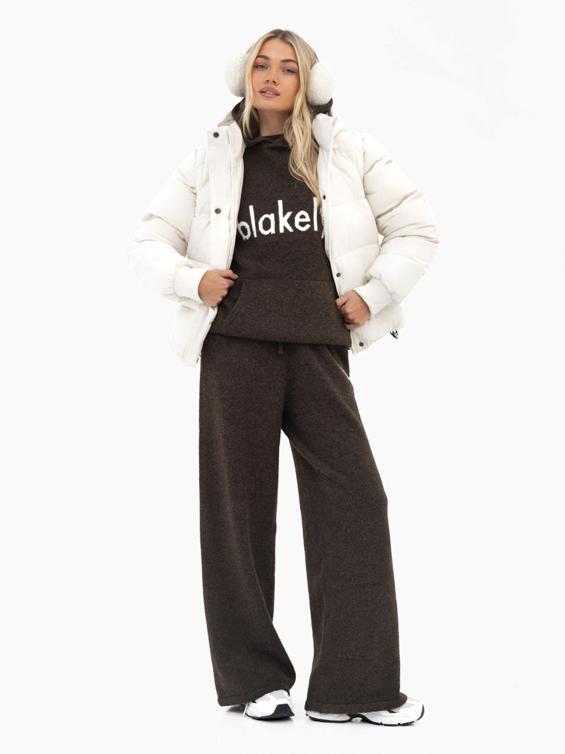 Mabel Knitted Wide Leg Sweatpants - Schokoladenbraun