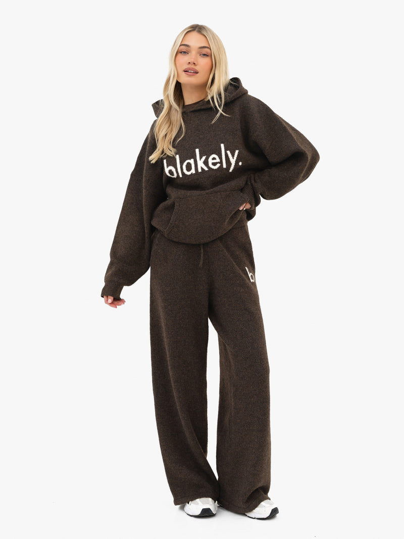 Mabel Knitted Wide Leg Sweatpants - Schokoladenbraun
