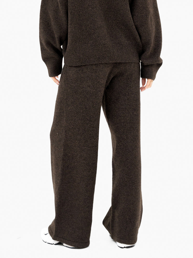 Mabel Knitted Wide Leg Sweatpants - Schokoladenbraun