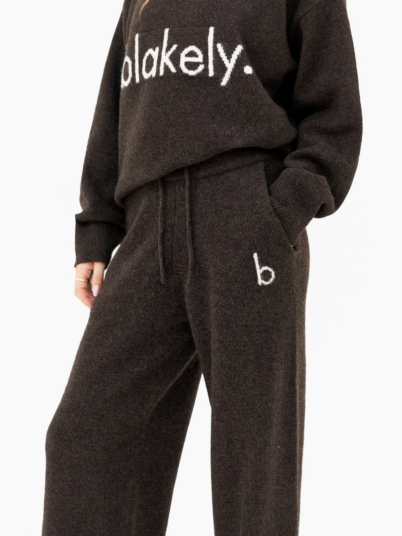 Mabel Knitted Wide Leg Sweatpants - Schokoladenbraun