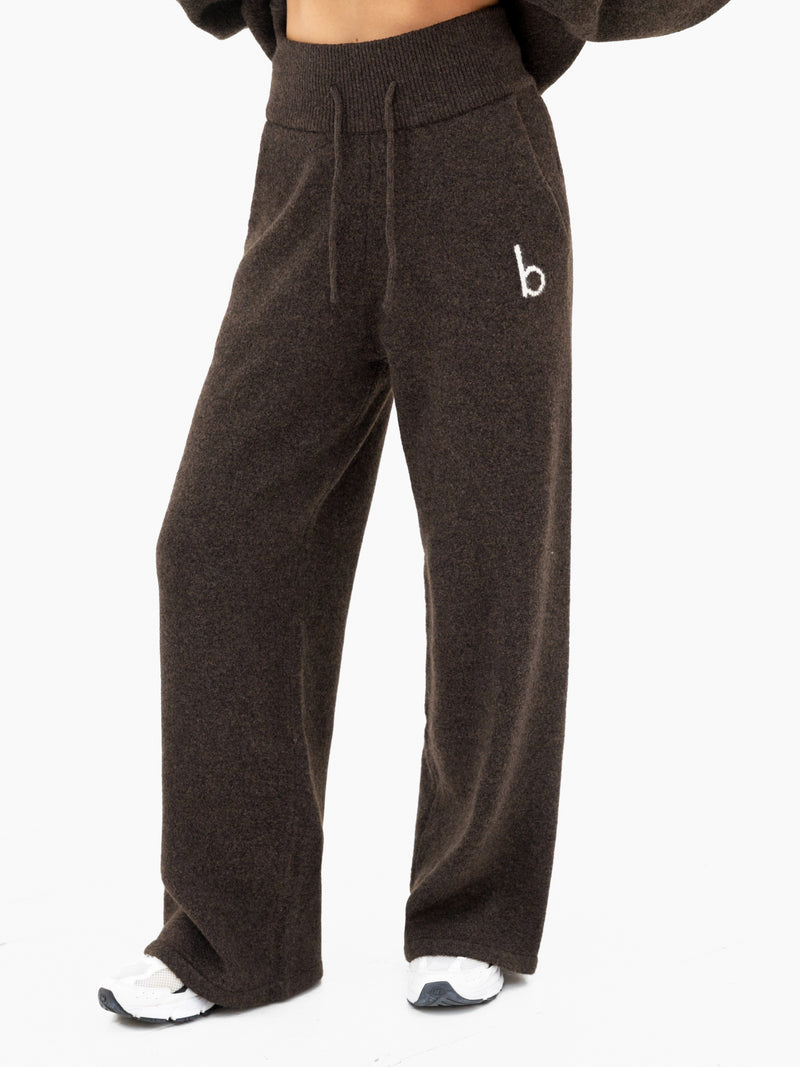 Mabel Knitted Wide Leg Sweatpants - Schokoladenbraun