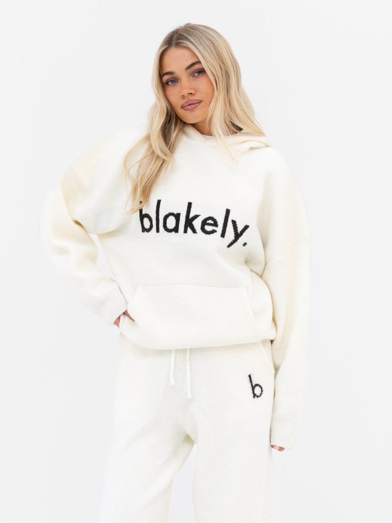 Mabel Knitted Wide Leg Sweatpants - Cream