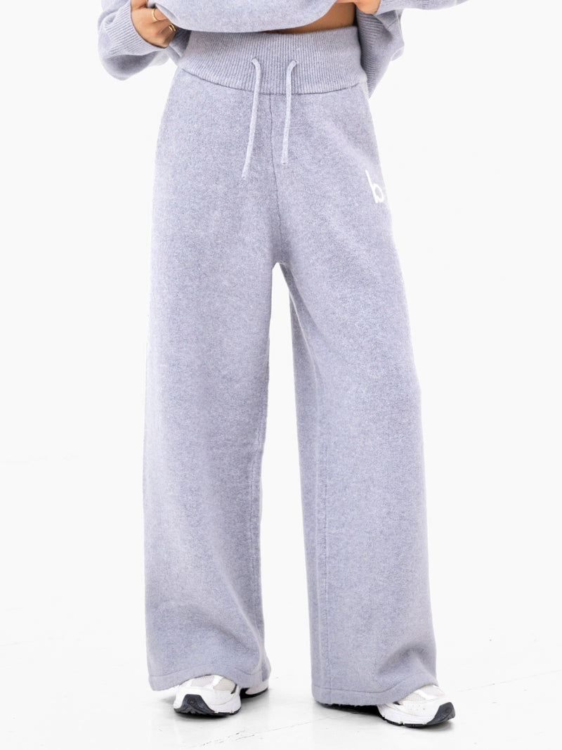 Mabel Knitted Wide Leg Sweatpants - Pale Lilac