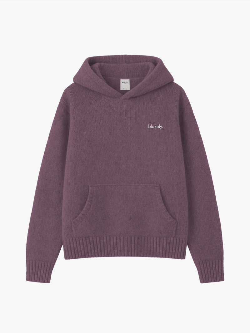 Mason Relaxed Knitted Hoodie - Pflaume