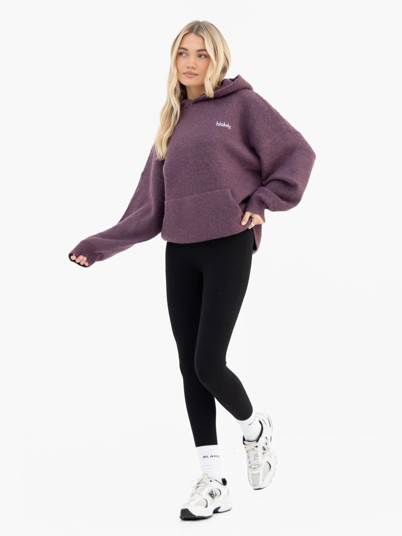 Marley Oversized Knitted Hoodie - Helle Traube