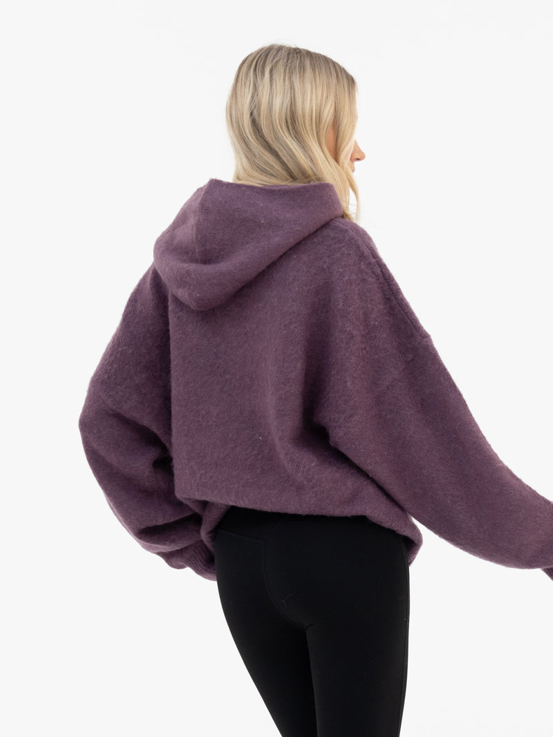 Marley Oversized Knitted Hoodie - Helle Traube