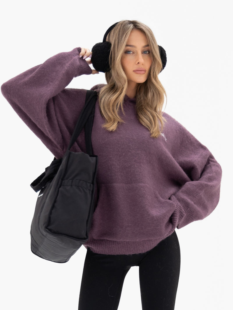 Marley Oversized Knitted Hoodie - Helle Traube