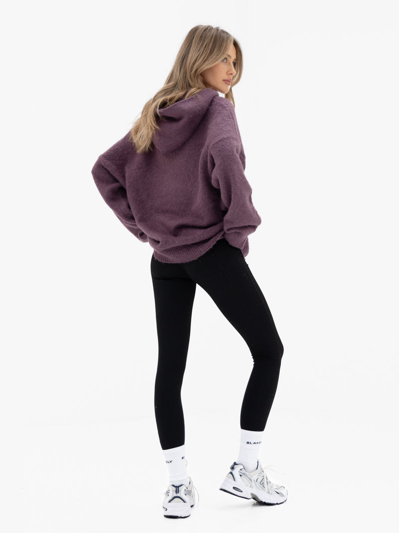 Marley Oversized Knitted Hoodie - Helle Traube