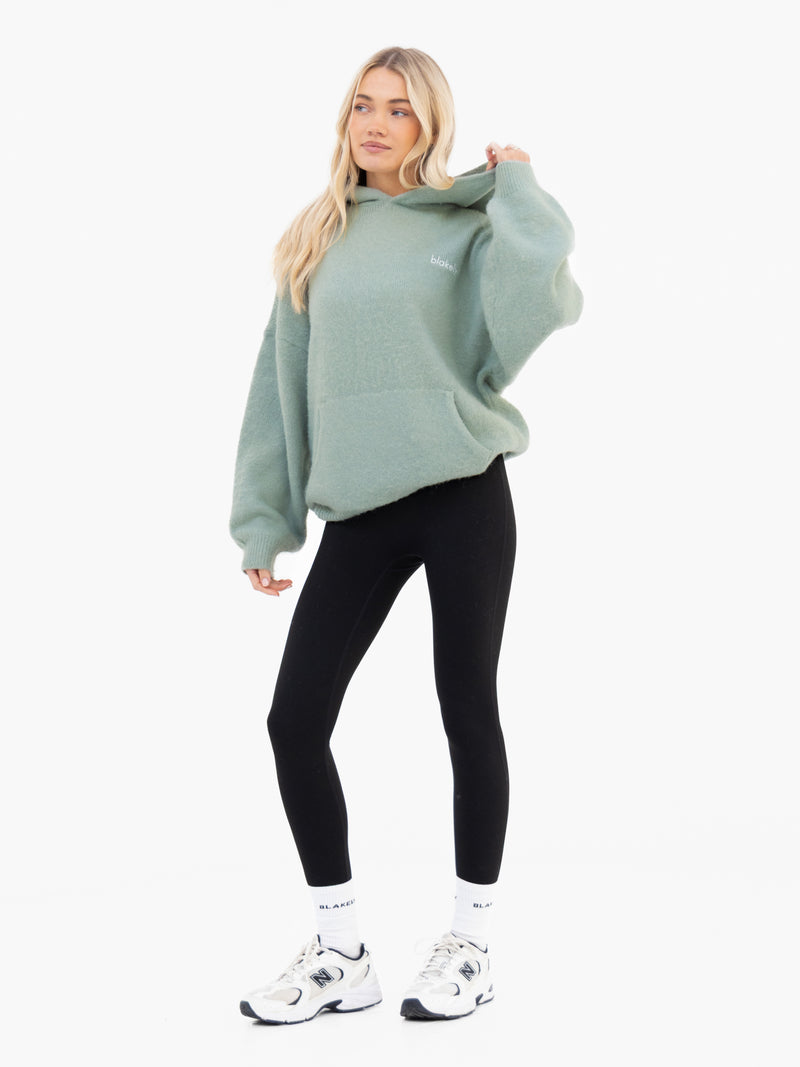 Marley Oversized Knitted Hoodie - Weicher Salbei