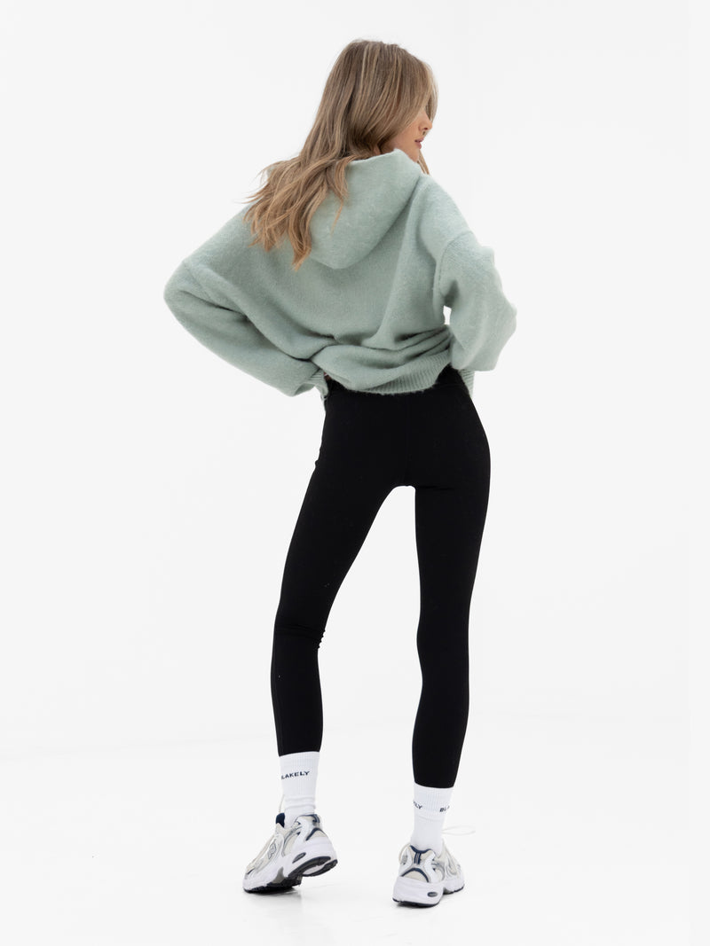 Marley Oversized Knitted Hoodie - Weicher Salbei