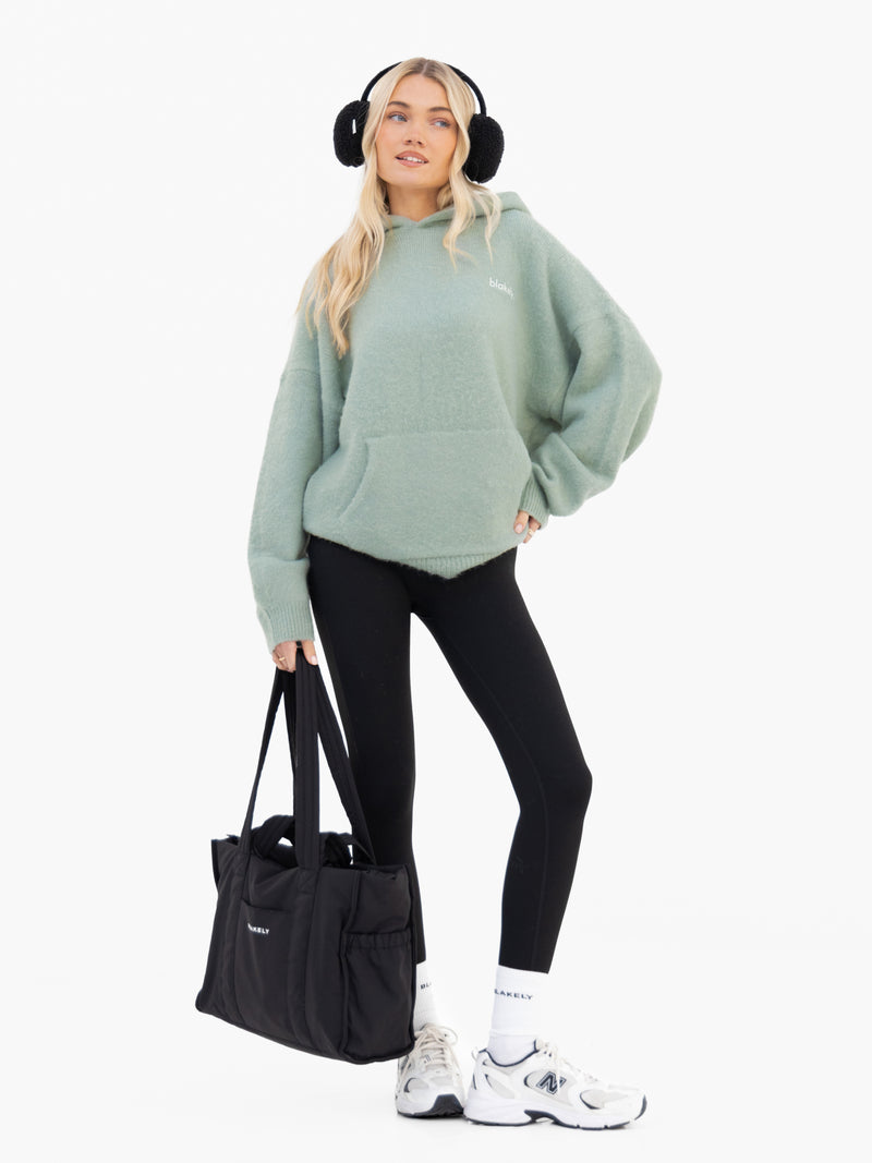 Marley Oversized Knitted Hoodie - Weicher Salbei