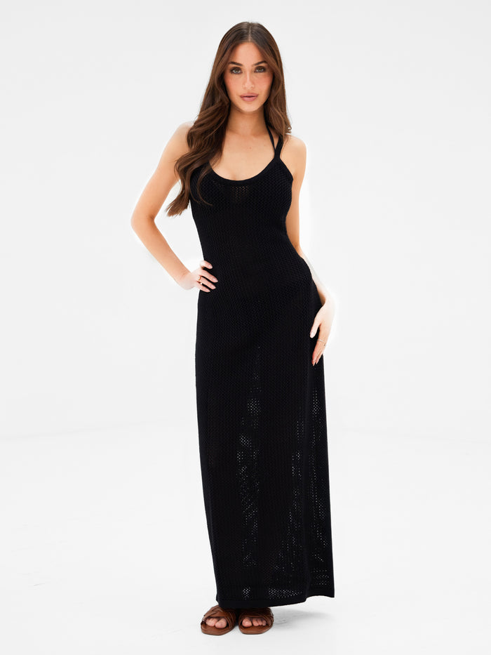 Crochet Maxi Dress - Black