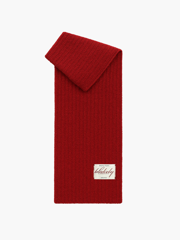 Script Label Knit Scarf - Cherry Red