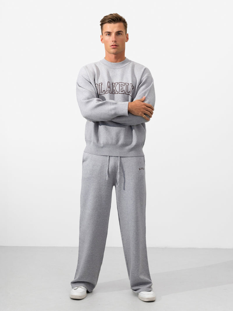 Varsity Relaxed Knitted Jumper - Grey