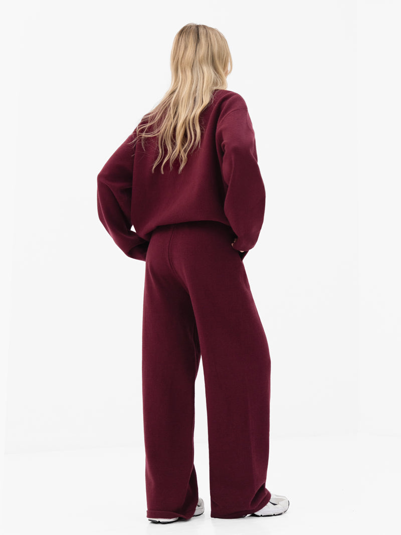 Varsity Oversized Knitted Jumper - Burgund