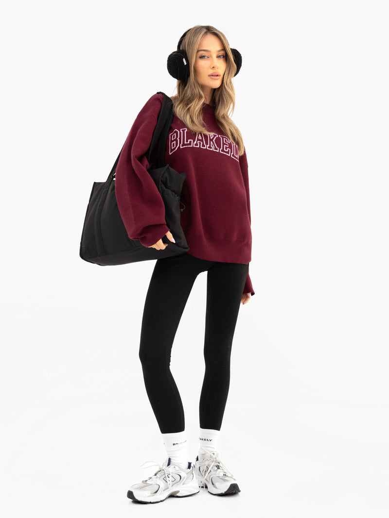 Varsity Oversized Knitted Jumper - Burgund