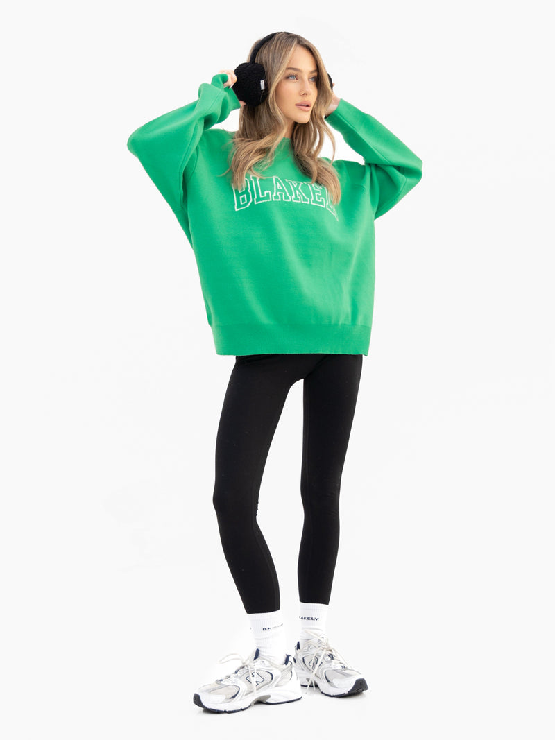 Varsity Oversized Knitted Jumper - Hellgrün