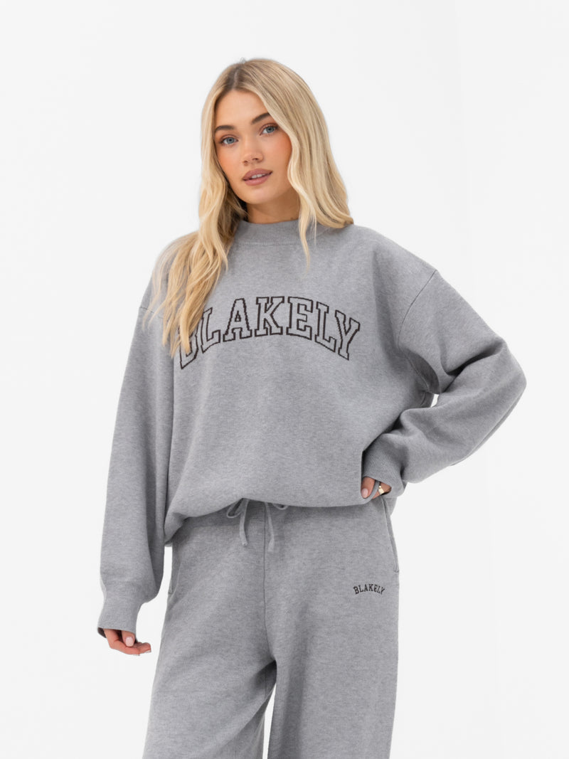 Varsity Oversized Knitted Jumper - Grau