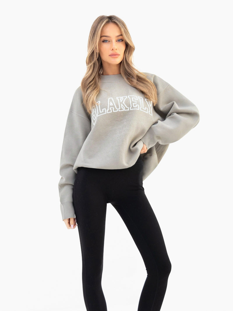 Varsity Oversized Knitted Jumper - Grün