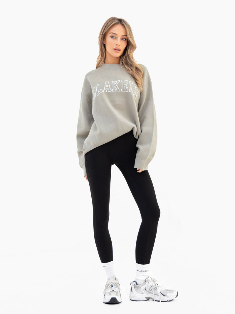 Varsity Oversized Knitted Jumper - Grün
